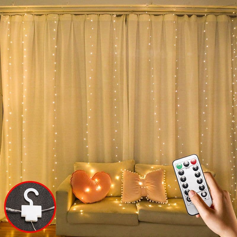 image-LED Curtain Garland On The Window USB String Lights Remote Control Christmas Decorations For Home Room