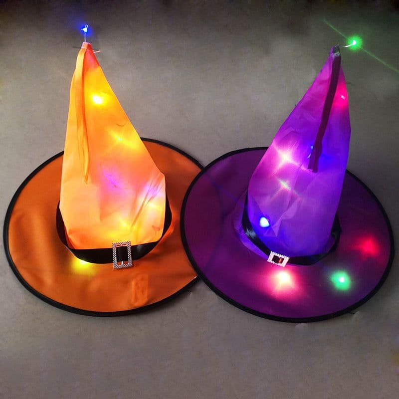 image-Halloween Decoration Witch Hat LED Lights Halloween Elf Ears Kids Home Party Decor Supplies Outdoor Tree Hanging Ornament