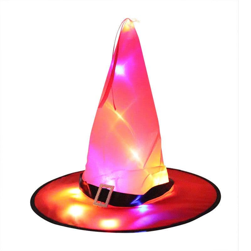 image-Halloween Decoration Witch Hat LED Lights Halloween Elf Ears Kids Home Party Decor Supplies Outdoor Tree Hanging Ornament