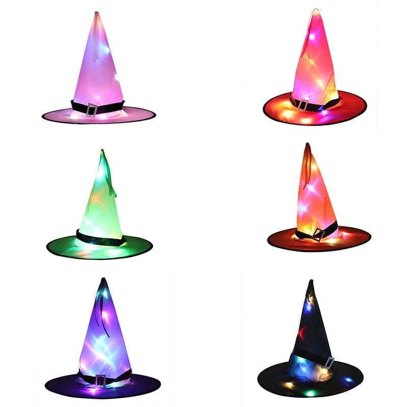 image-Halloween Decoration Witch Hat LED Lights Halloween Elf Ears Kids Home Party Decor Supplies Outdoor Tree Hanging Ornament