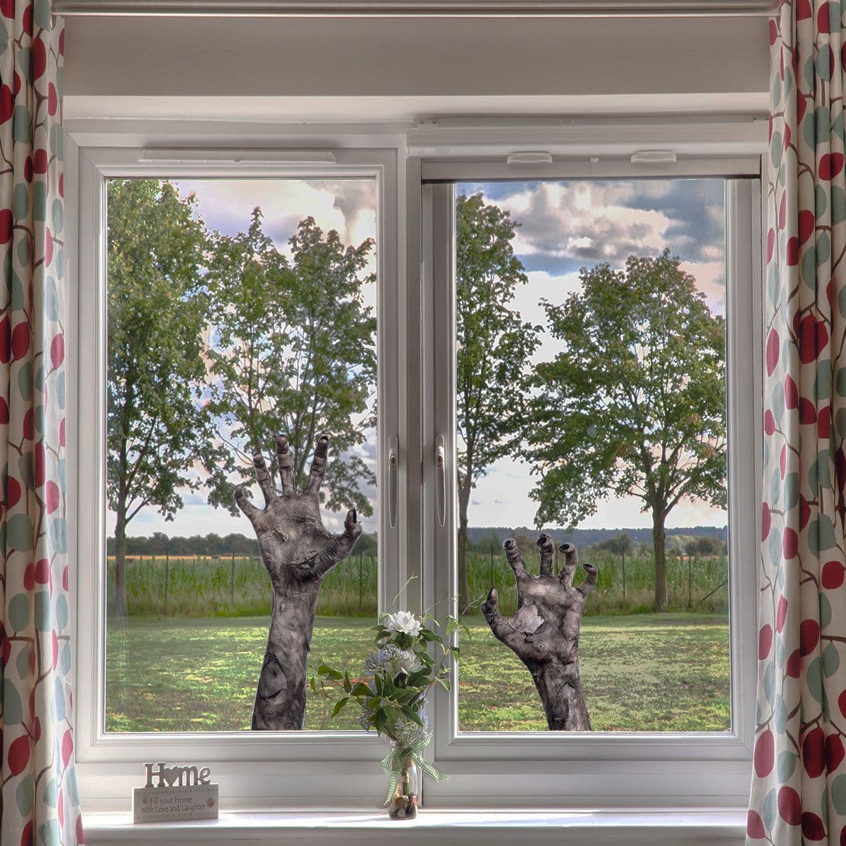 image-Halloween Ghost Hand Wall Sticker Horror Glass Wall Sticker