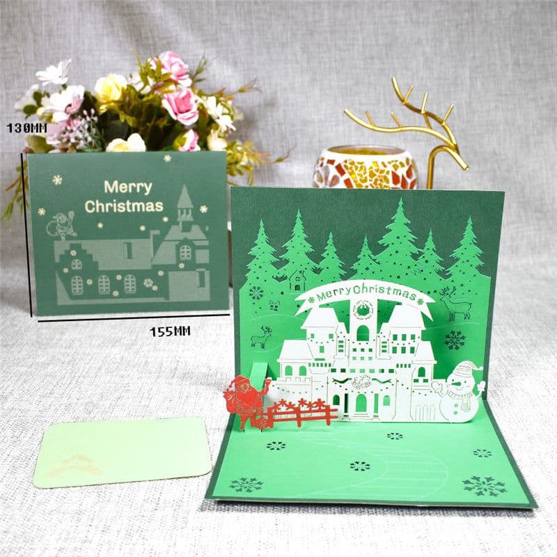 image-3D Merry Christmas Cards Christmas Tree Winter Gift Pop-Up Cards Christmas Decoration Stickers