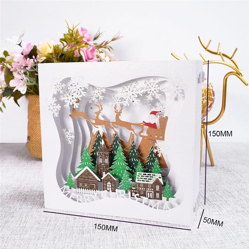image-3D Merry Christmas Cards Christmas Tree Winter Gift Pop-Up Cards Christmas Decoration Stickers