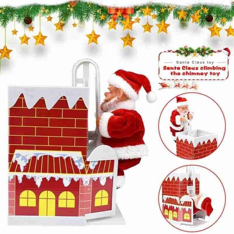 image-Electric Climbing Chimney Santa Claus Christmas Decoration Figurine Ornament Family New Year Party Santa Claus New Year Gift