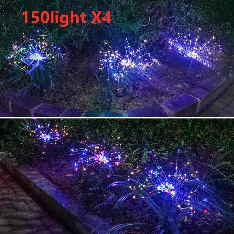 image-New Ground Plug Solar Fireworks Light LED Light String Copper Wire Outdoor Garden Decoration Star Lights Christmas Lights