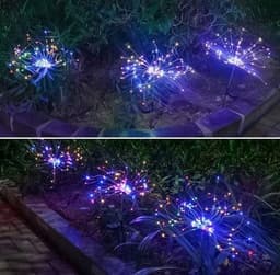 image-New Ground Plug Solar Fireworks Light LED Light String Copper Wire Outdoor Garden Decoration Star Lights Christmas Lights