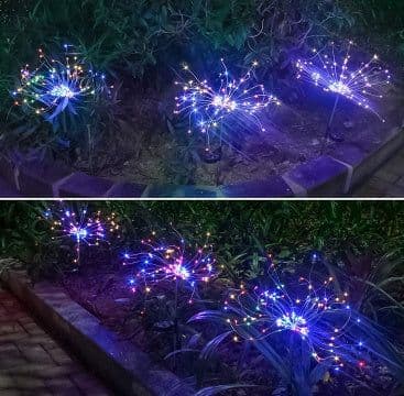 image-New Ground Plug Solar Fireworks Light LED Light String Copper Wire Outdoor Garden Decoration Star Lights Christmas Lights
