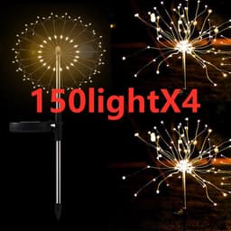 image-New Ground Plug Solar Fireworks Light LED Light String Copper Wire Outdoor Garden Decoration Star Lights Christmas Lights