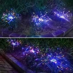 image-New Ground Plug Solar Fireworks Light LED Light String Copper Wire Outdoor Garden Decoration Star Lights Christmas Lights