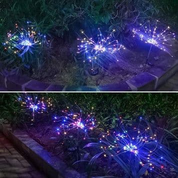 image-New Ground Plug Solar Fireworks Light LED Light String Copper Wire Outdoor Garden Decoration Star Lights Christmas Lights