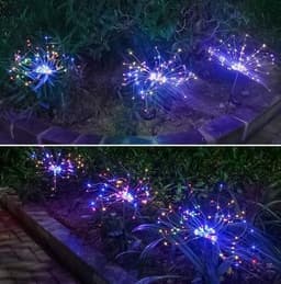 image-New Ground Plug Solar Fireworks Light LED Light String Copper Wire Outdoor Garden Decoration Star Lights Christmas Lights