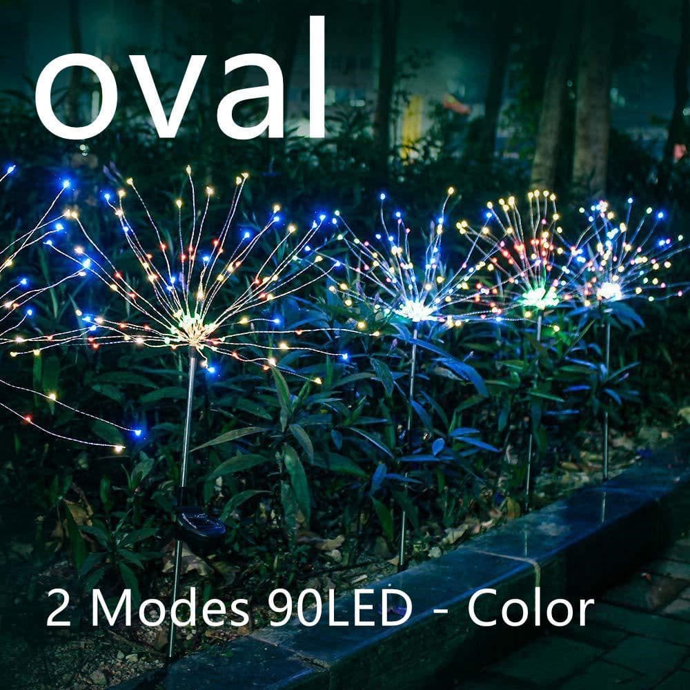 image-New Ground Plug Solar Fireworks Light LED Light String Copper Wire Outdoor Garden Decoration Star Lights Christmas Lights