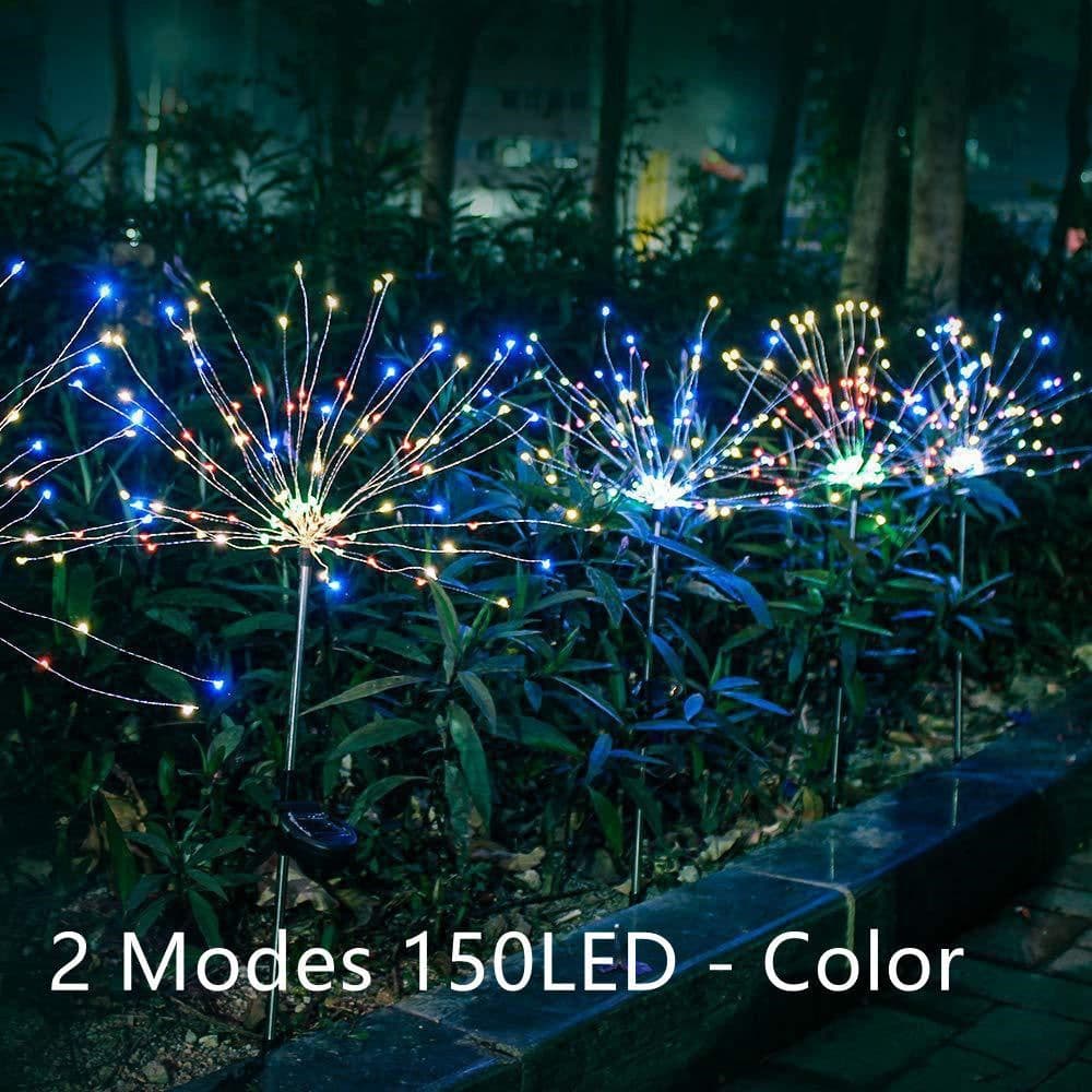 image-New Ground Plug Solar Fireworks Light LED Light String Copper Wire Outdoor Garden Decoration Star Lights Christmas Lights