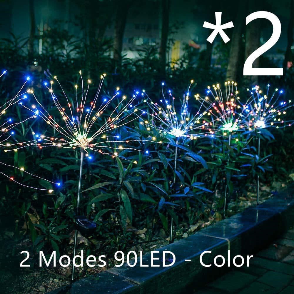 image-New Ground Plug Solar Fireworks Light LED Light String Copper Wire Outdoor Garden Decoration Star Lights Christmas Lights