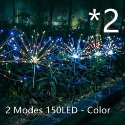 image-New Ground Plug Solar Fireworks Light LED Light String Copper Wire Outdoor Garden Decoration Star Lights Christmas Lights