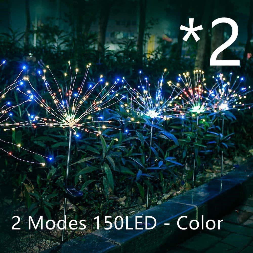 image-New Ground Plug Solar Fireworks Light LED Light String Copper Wire Outdoor Garden Decoration Star Lights Christmas Lights
