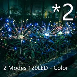 image-New Ground Plug Solar Fireworks Light LED Light String Copper Wire Outdoor Garden Decoration Star Lights Christmas Lights