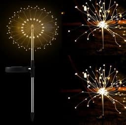 image-New Ground Plug Solar Fireworks Light LED Light String Copper Wire Outdoor Garden Decoration Star Lights Christmas Lights