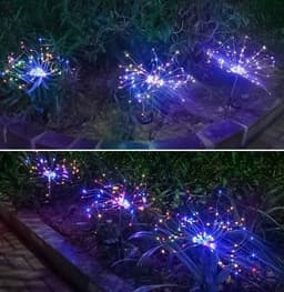 image-New Ground Plug Solar Fireworks Light LED Light String Copper Wire Outdoor Garden Decoration Star Lights Christmas Lights