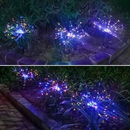 image-New Ground Plug Solar Fireworks Light LED Light String Copper Wire Outdoor Garden Decoration Star Lights Christmas Lights