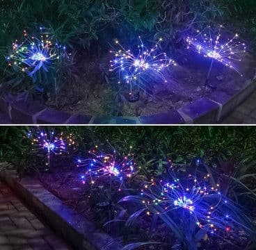 image-New Ground Plug Solar Fireworks Light LED Light String Copper Wire Outdoor Garden Decoration Star Lights Christmas Lights