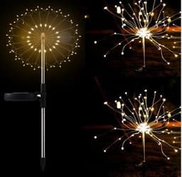 image-New Ground Plug Solar Fireworks Light LED Light String Copper Wire Outdoor Garden Decoration Star Lights Christmas Lights