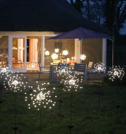 image-New Ground Plug Solar Fireworks Light LED Light String Copper Wire Outdoor Garden Decoration Star Lights Christmas Lights