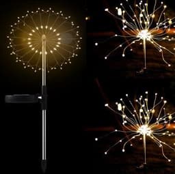 image-New Ground Plug Solar Fireworks Light LED Light String Copper Wire Outdoor Garden Decoration Star Lights Christmas Lights