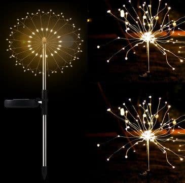 image-New Ground Plug Solar Fireworks Light LED Light String Copper Wire Outdoor Garden Decoration Star Lights Christmas Lights