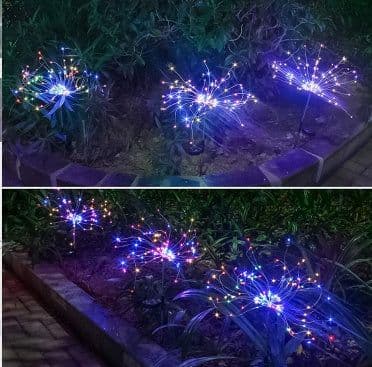 image-New Ground Plug Solar Fireworks Light LED Light String Copper Wire Outdoor Garden Decoration Star Lights Christmas Lights