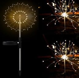 image-New Ground Plug Solar Fireworks Light LED Light String Copper Wire Outdoor Garden Decoration Star Lights Christmas Lights