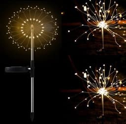 image-New Ground Plug Solar Fireworks Light LED Light String Copper Wire Outdoor Garden Decoration Star Lights Christmas Lights