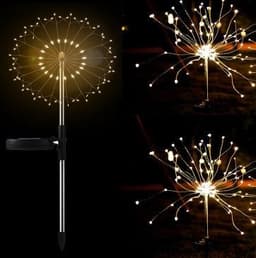 image-New Ground Plug Solar Fireworks Light LED Light String Copper Wire Outdoor Garden Decoration Star Lights Christmas Lights