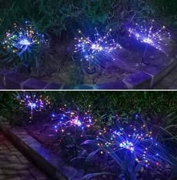 image-New Ground Plug Solar Fireworks Light LED Light String Copper Wire Outdoor Garden Decoration Star Lights Christmas Lights