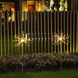image-New Ground Plug Solar Fireworks Light LED Light String Copper Wire Outdoor Garden Decoration Star Lights Christmas Lights