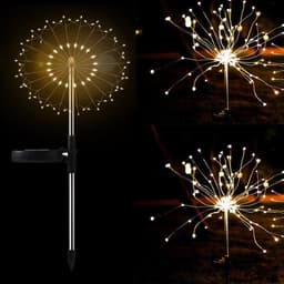 image-New Ground Plug Solar Fireworks Light LED Light String Copper Wire Outdoor Garden Decoration Star Lights Christmas Lights