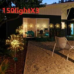 image-New Ground Plug Solar Fireworks Light LED Light String Copper Wire Outdoor Garden Decoration Star Lights Christmas Lights