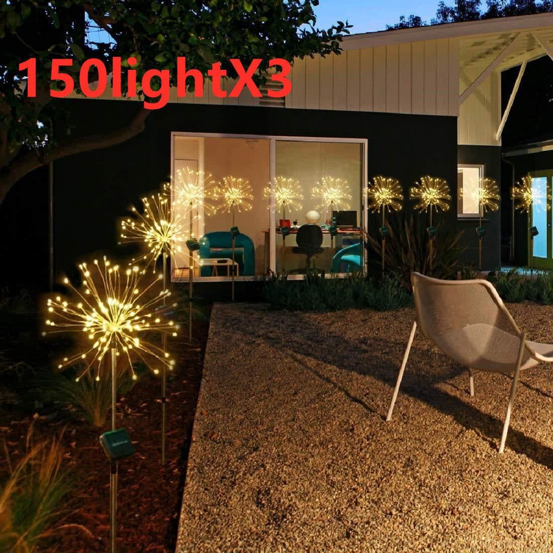 image-New Ground Plug Solar Fireworks Light LED Light String Copper Wire Outdoor Garden Decoration Star Lights Christmas Lights