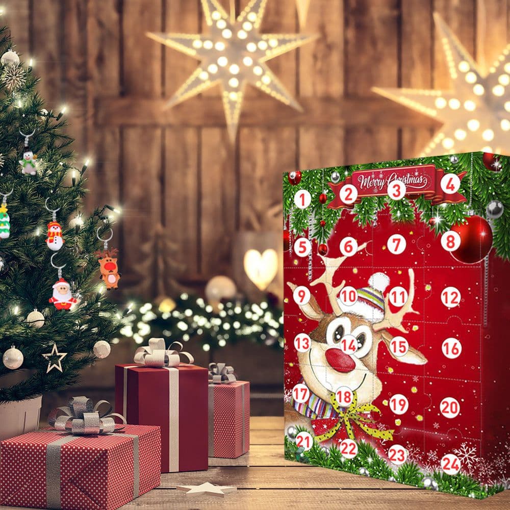 image-24 Days Christmas Countdown Advent Calendar Surprise Resin Pendant Keychain Ornaments