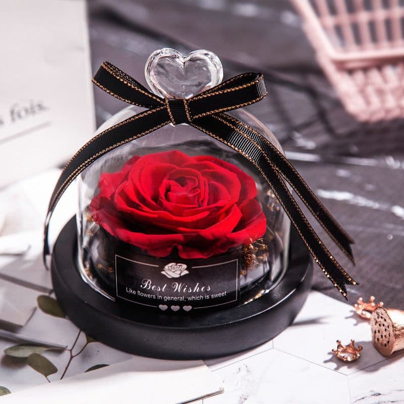 image-Valentine's Day Christmas Dried Flowers For Home Decor Wedding Gifts Dried Flowers Eternal Real Rose Home Decor With LED In Glass