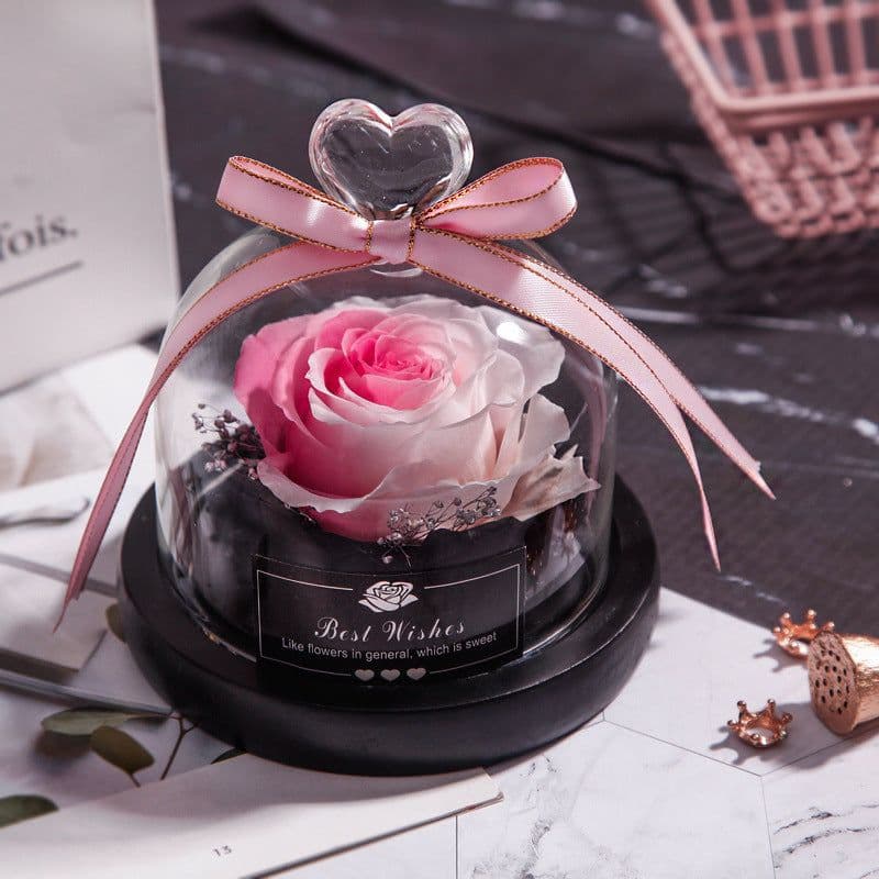 image-Valentine's Day Christmas Dried Flowers For Home Decor Wedding Gifts Dried Flowers Eternal Real Rose Home Decor With LED In Glass