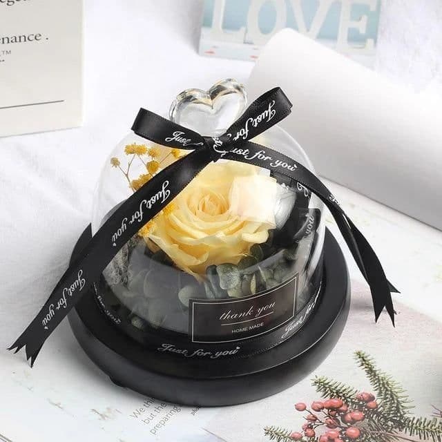 image-Valentine's Day Christmas Dried Flowers For Home Decor Wedding Gifts Dried Flowers Eternal Real Rose Home Decor With LED In Glass