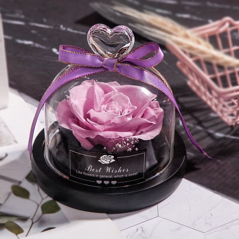image-Valentine's Day Christmas Dried Flowers For Home Decor Wedding Gifts Dried Flowers Eternal Real Rose Home Decor With LED In Glass