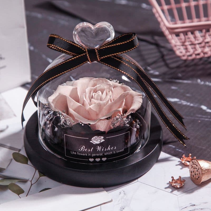 image-Valentine's Day Christmas Dried Flowers For Home Decor Wedding Gifts Dried Flowers Eternal Real Rose Home Decor With LED In Glass