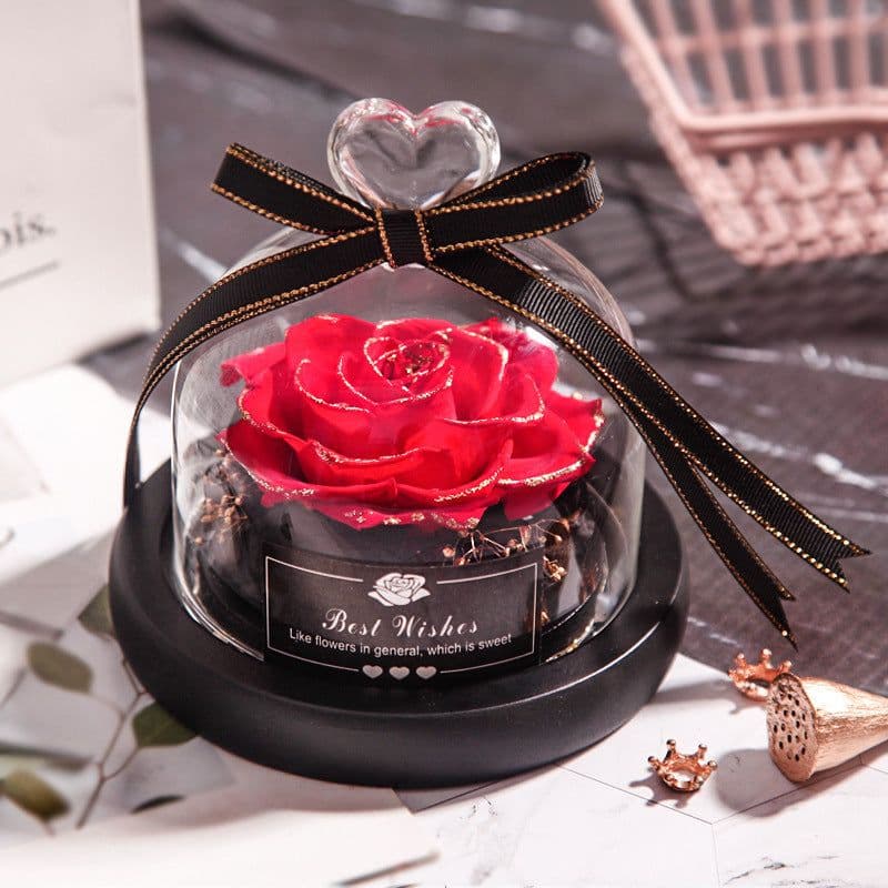 image-Valentine's Day Christmas Dried Flowers For Home Decor Wedding Gifts Dried Flowers Eternal Real Rose Home Decor With LED In Glass