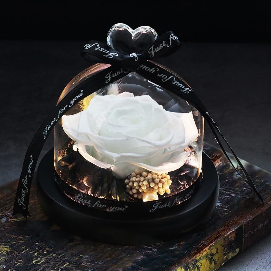 image-Valentine's Day Christmas Dried Flowers For Home Decor Wedding Gifts Dried Flowers Eternal Real Rose Home Decor With LED In Glass