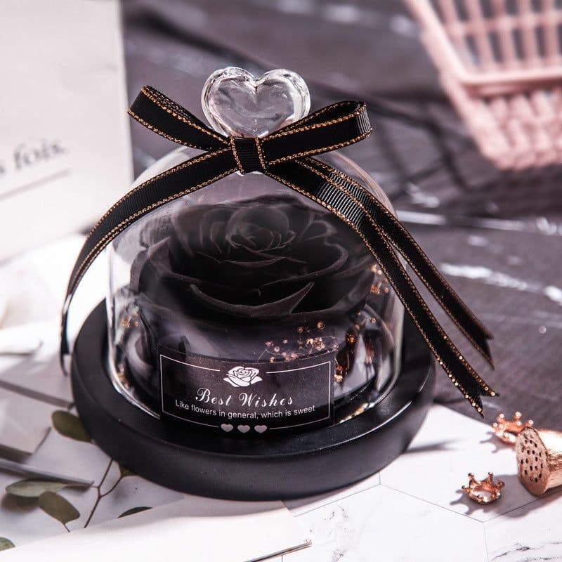 image-Valentine's Day Christmas Dried Flowers For Home Decor Wedding Gifts Dried Flowers Eternal Real Rose Home Decor With LED In Glass