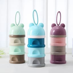 image-3 Layer Frog Style Portable Baby Food Storage Box Essential Cereal Cartoon Milk Powder Boxes Toddle Kids Formula Milk Container