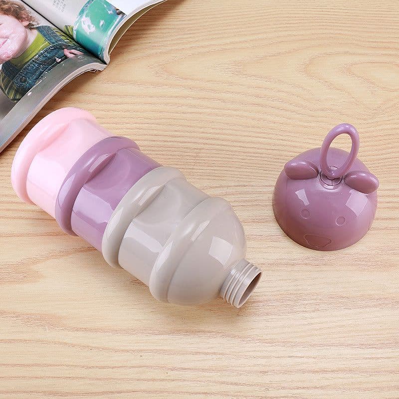 image-3 Layer Frog Style Portable Baby Food Storage Box Essential Cereal Cartoon Milk Powder Boxes Toddle Kids Formula Milk Container