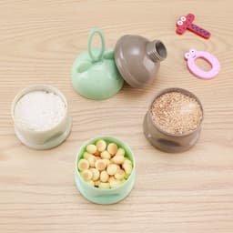 image-3 Layer Frog Style Portable Baby Food Storage Box Essential Cereal Cartoon Milk Powder Boxes Toddle Kids Formula Milk Container